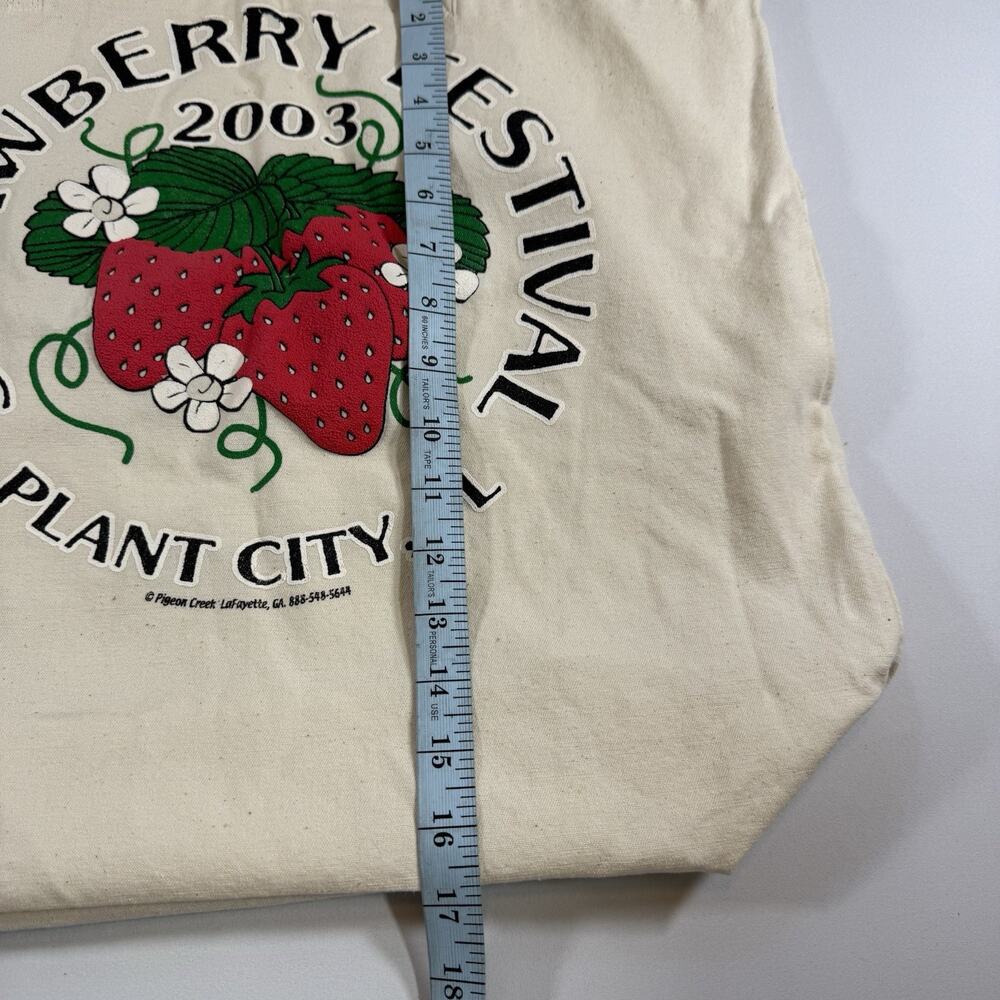 Vintage Strawberry Festival 2003 Logo Printed Canvas Tote Bag - Cream OS - Picture 8 of 9